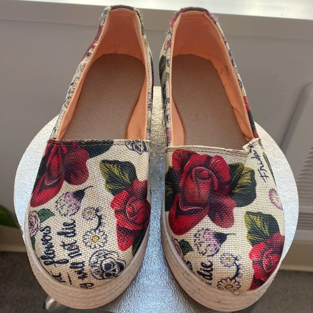 Platform Floral Canvas Espadrilles